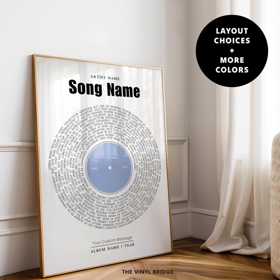 Personalized Favorite Song Lyrics Vinyl Record White Keepsake Poster