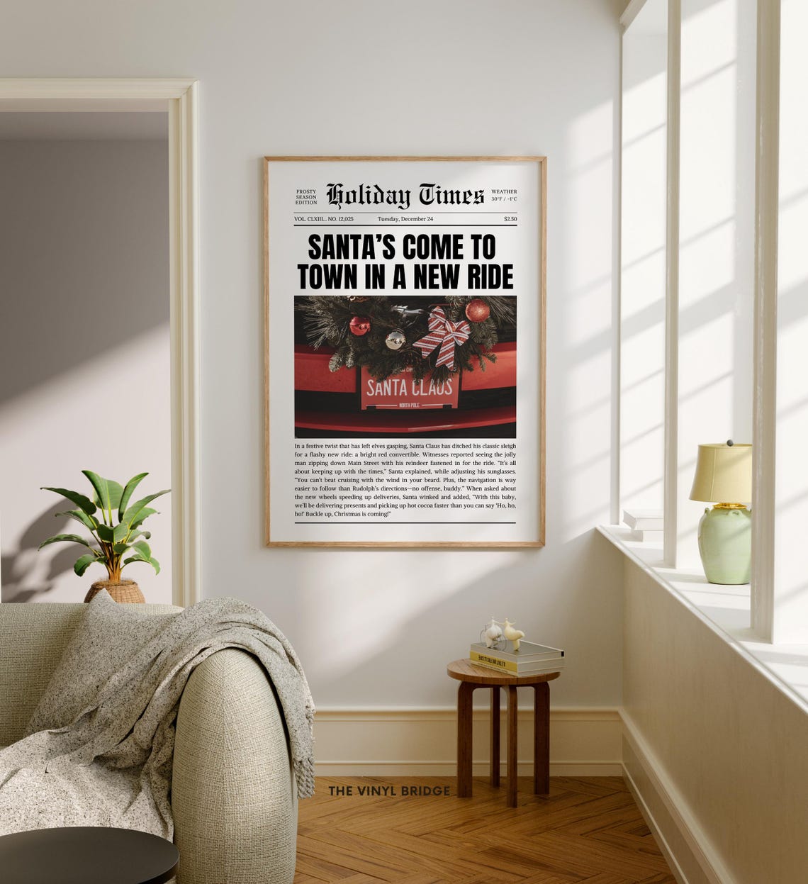 Santa's Come to Town Funny Christmas Newspaper Front Page Poster - Image 3