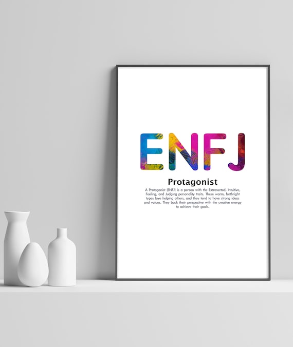 ENFJ Protagonist Personality Type Colorful Typography Art Poster