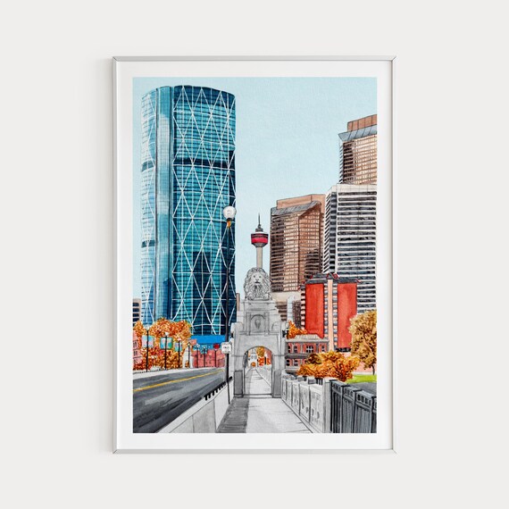 Calgary, Canada Travel Poster, Cityscape Art Print