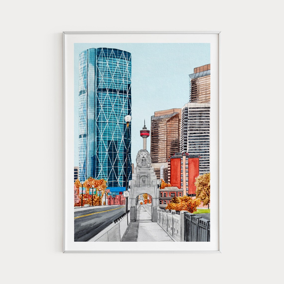 Calgary, Canada Travel Poster, Cityscape Art Print