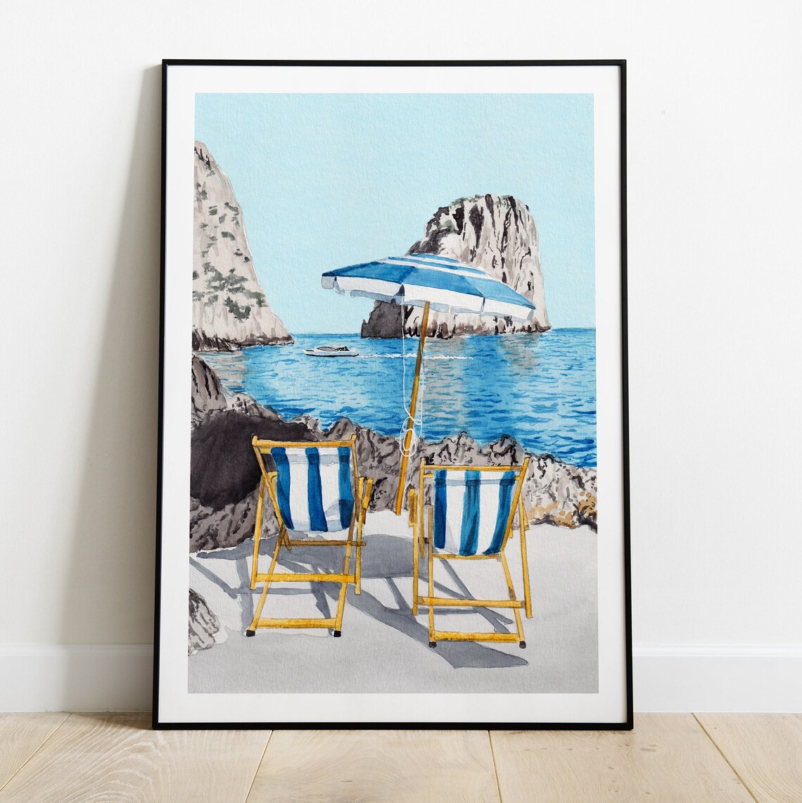 Capri La Fontelina Watercolor Travel Poster, Italy - Image 2