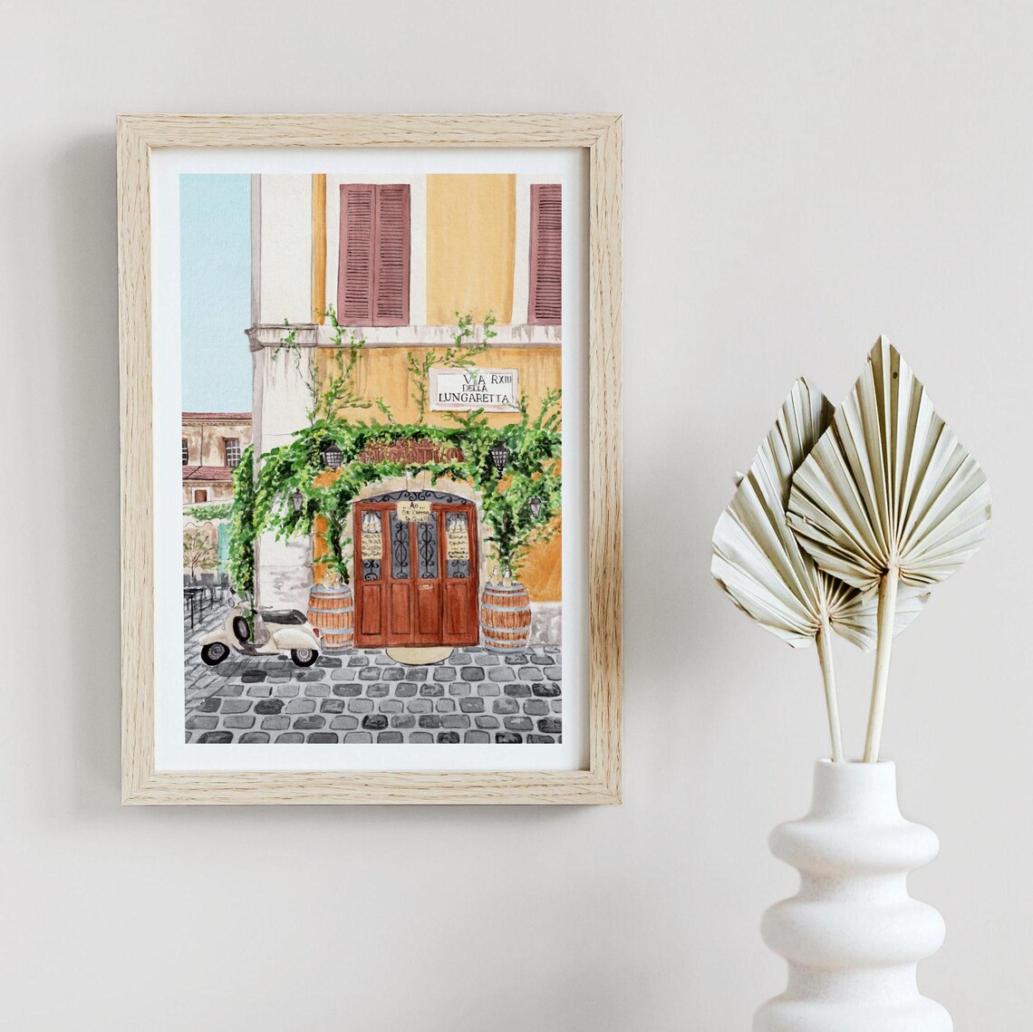 Trastevere Rome Vine-Covered Doorway And Vespa Street Scene Poster - Image 3