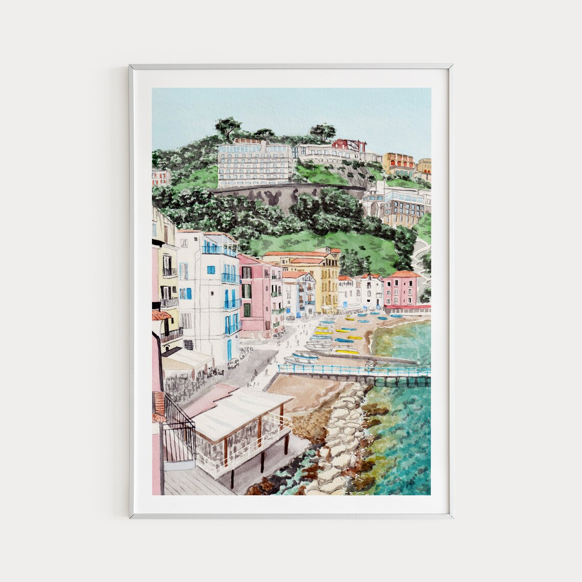 Sorrento, Italy Watercolor Amalfi Coast Art Print