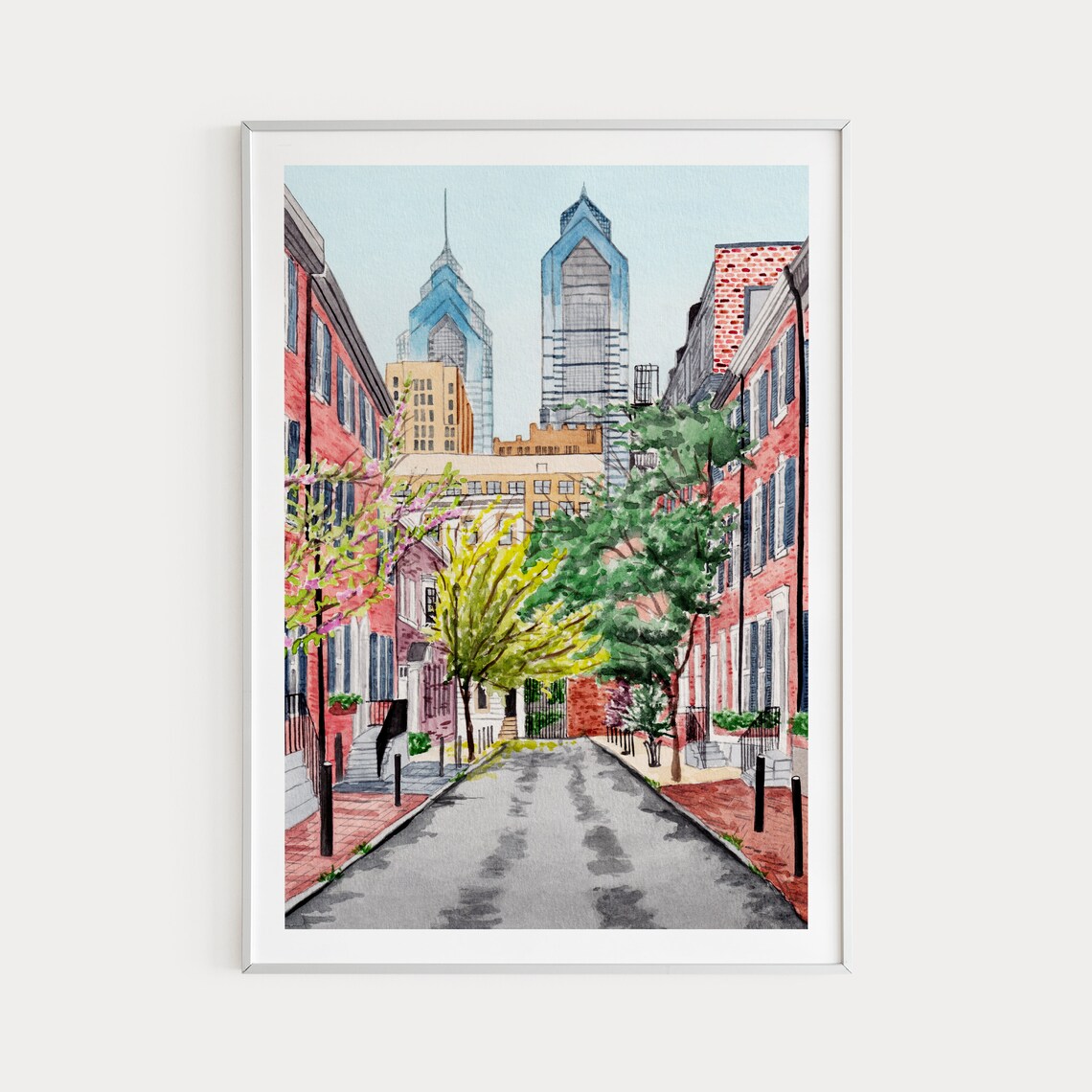 Philadelphia Travel Poster, Pennsylvania Cityscape