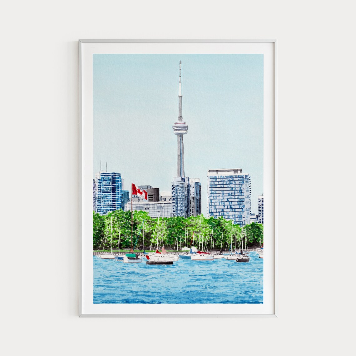 Toronto Canada Watercolor Travel Poster, City View