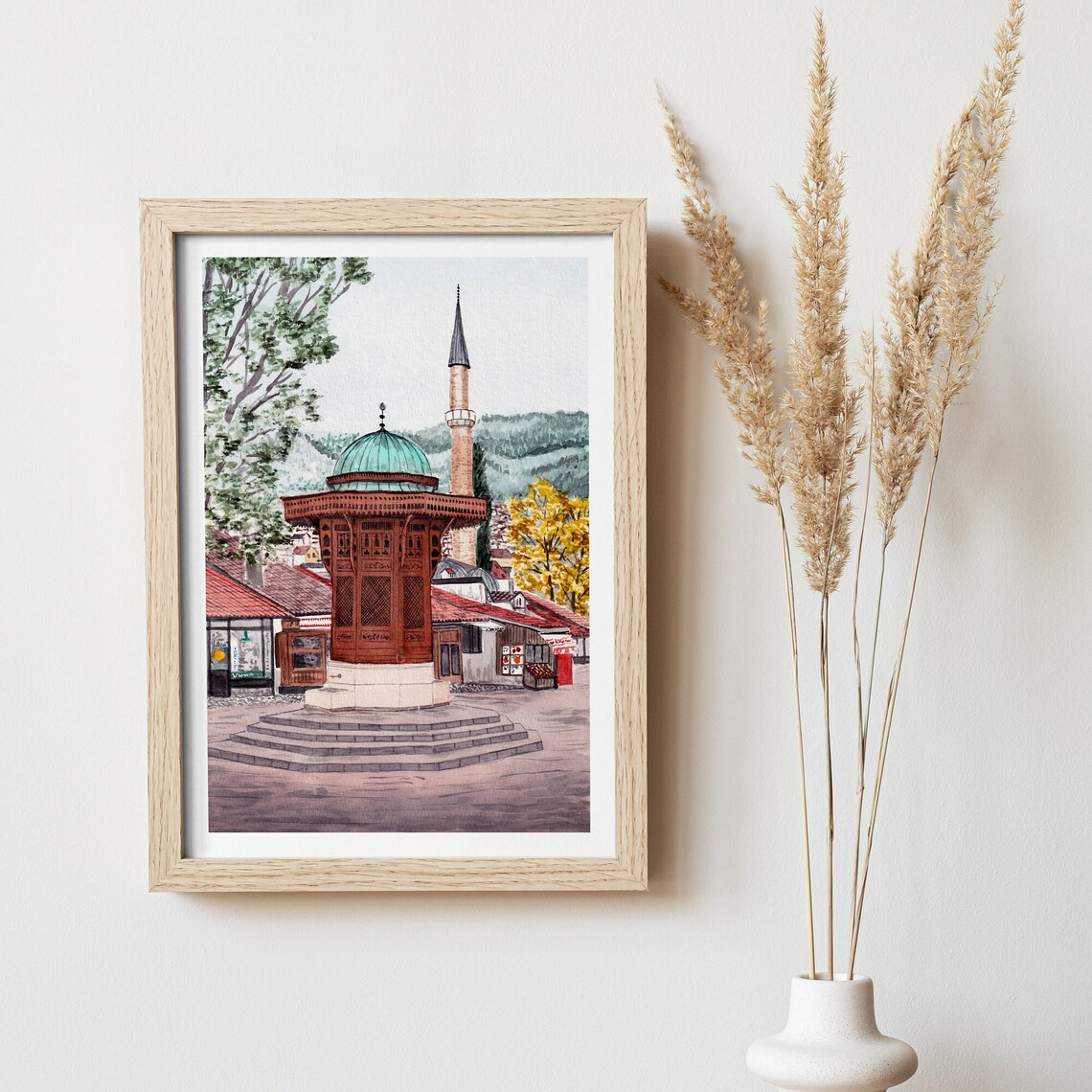 Sarajevo Bosnia Watercolor Art Print, Europe Travel - Image 2