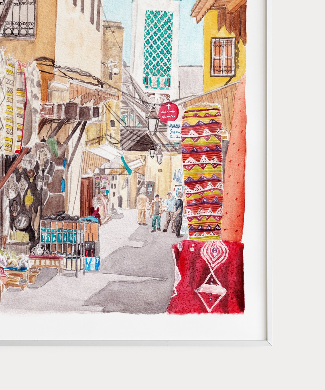Fez City Watercolor Art Print, Morocco Wall Decor - Image 3