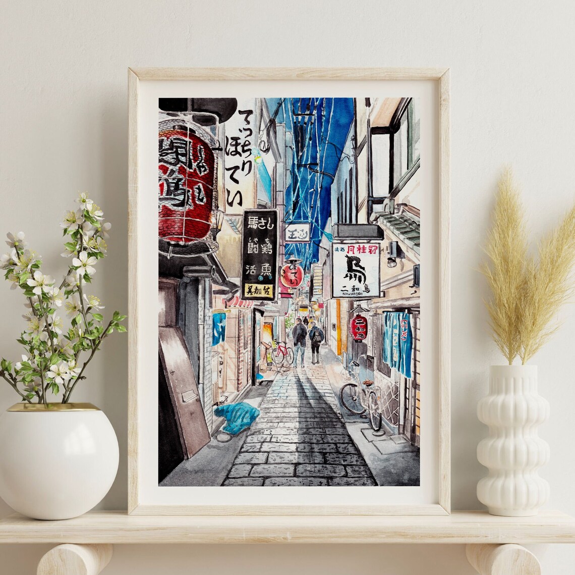 Osaka Watercolor Cityscape Japan Travel Poster - Image 2