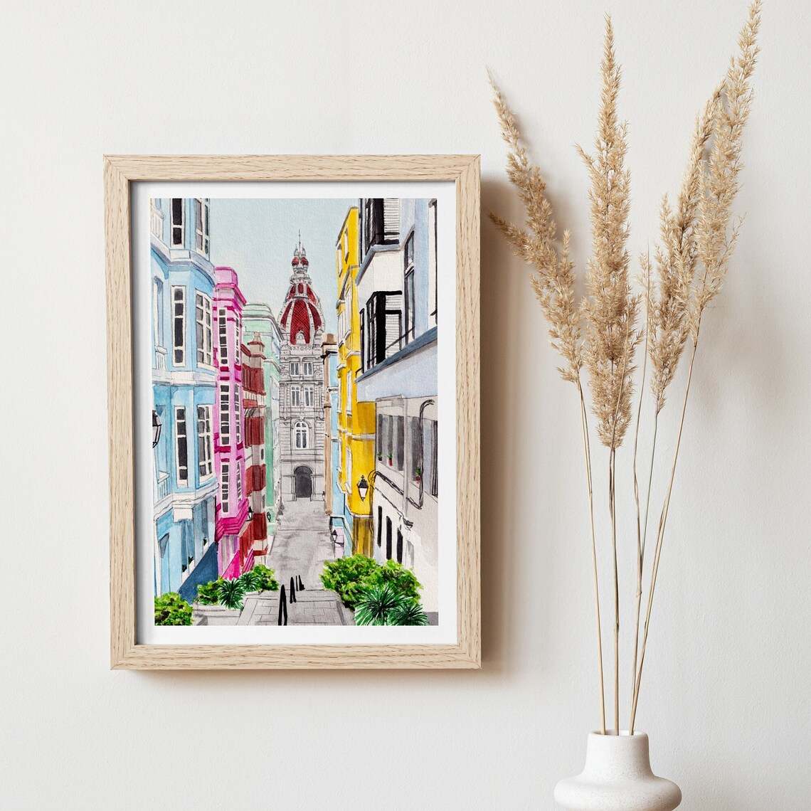 La Coruna Watercolor Travel Poster, Spain Decor - Image 2
