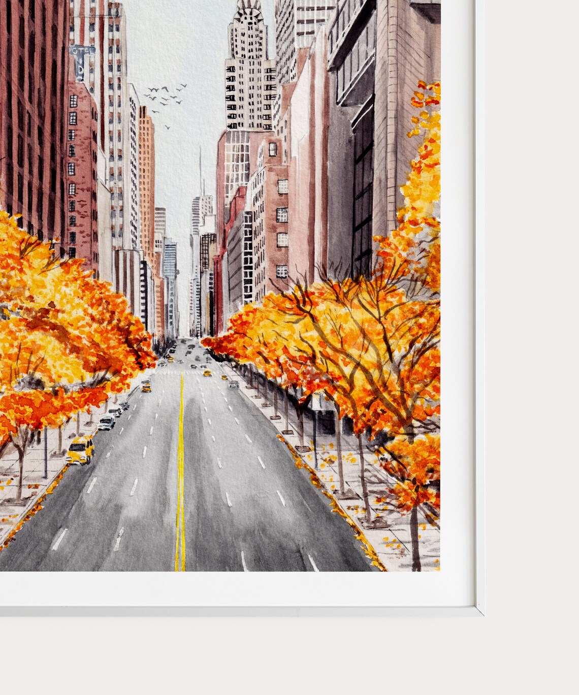 New York Watercolor Cityscape Wall Art Print - Image 3