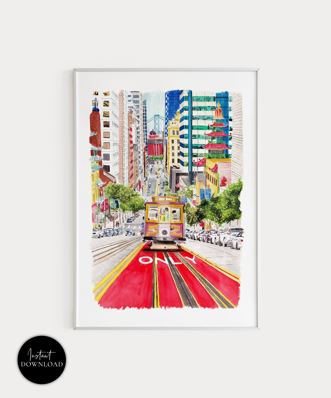 San Francisco Watercolor Cityscape Art Print
