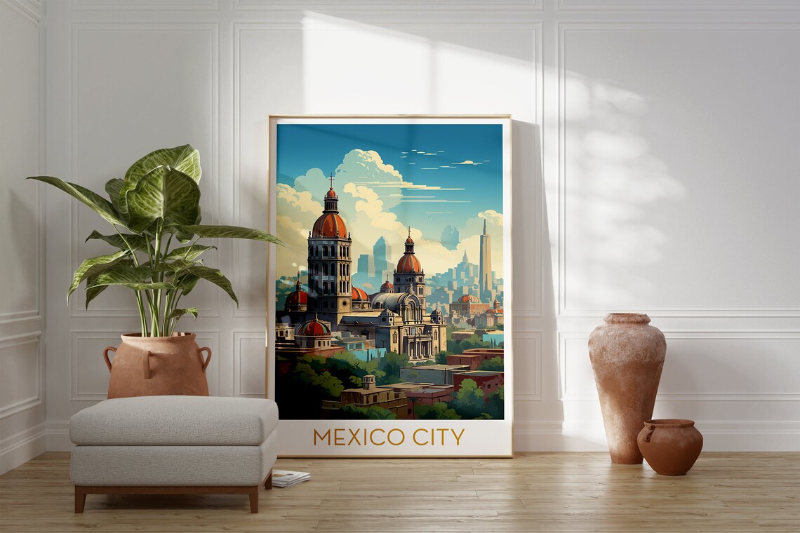 Mexico City Metropolitan Cathedral Colorful Pop Art Travel Poster - Image 2
