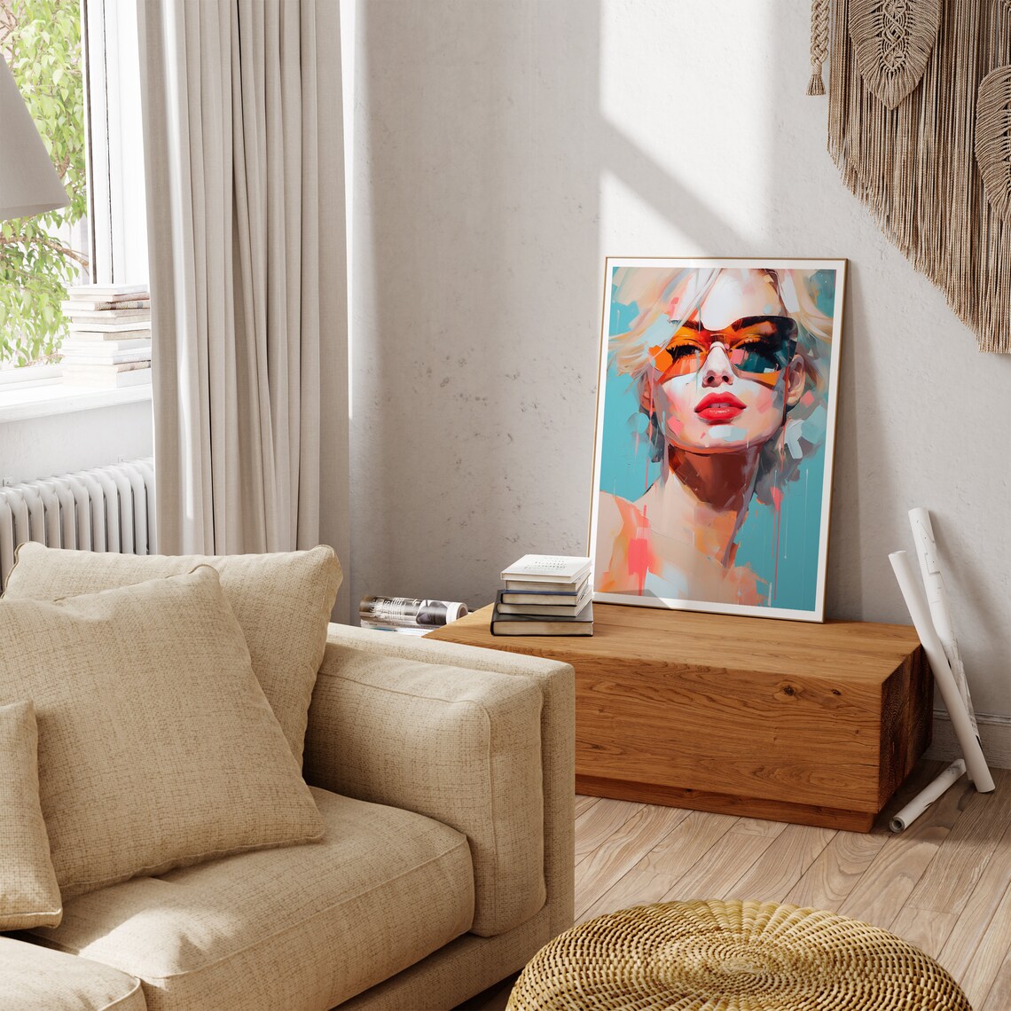 Blonde Woman Sunglasses Bold Painted Pop Art Portrait Poster - Image 2