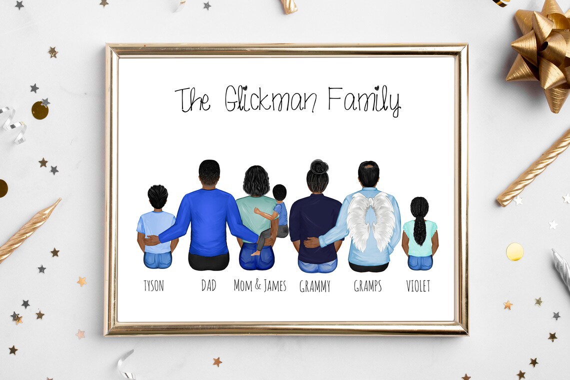 The Glickman Family Custom Portrait Memorial Angel Wings Poster