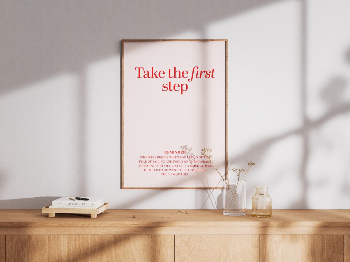 Take The First Step Affirmation, Minimalist Poster - Image 2