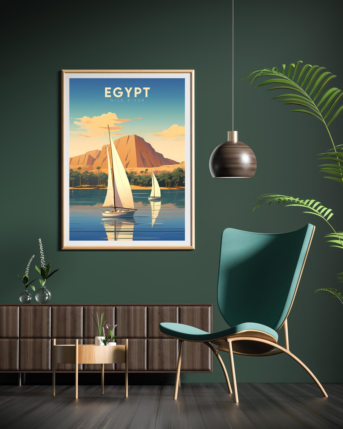 Egypt Retro Travel Print, Nile River Africa Poster - Image 2