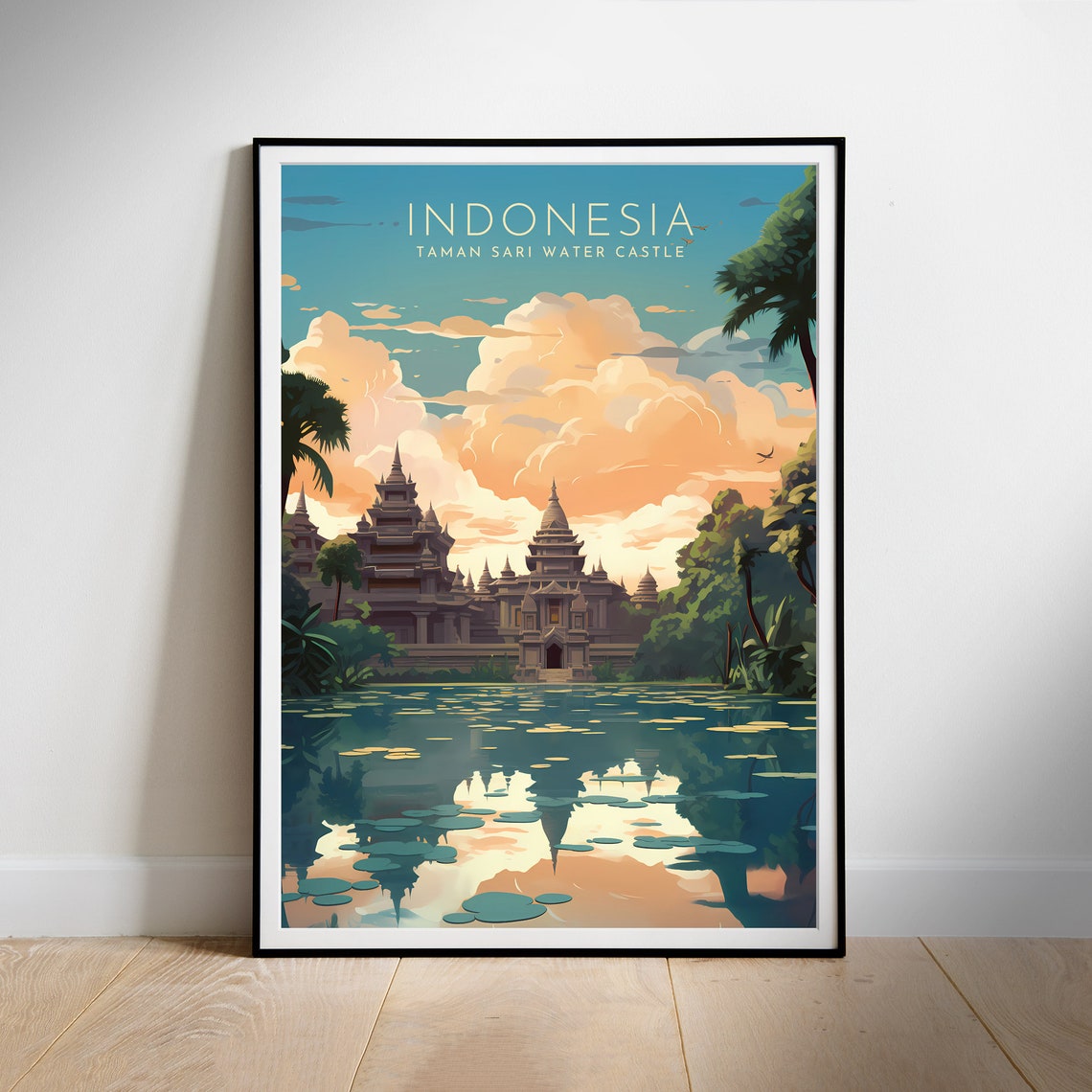 Taman Sari Water Castle Royal Palace Indonesia Retro Travel Poster