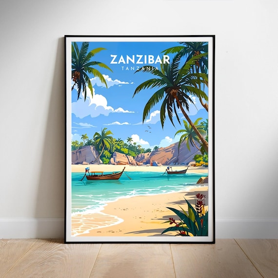 Tanzania Travel Poster Zanzibar Printable Wall Art Instant Hanging Decor New Home Gift