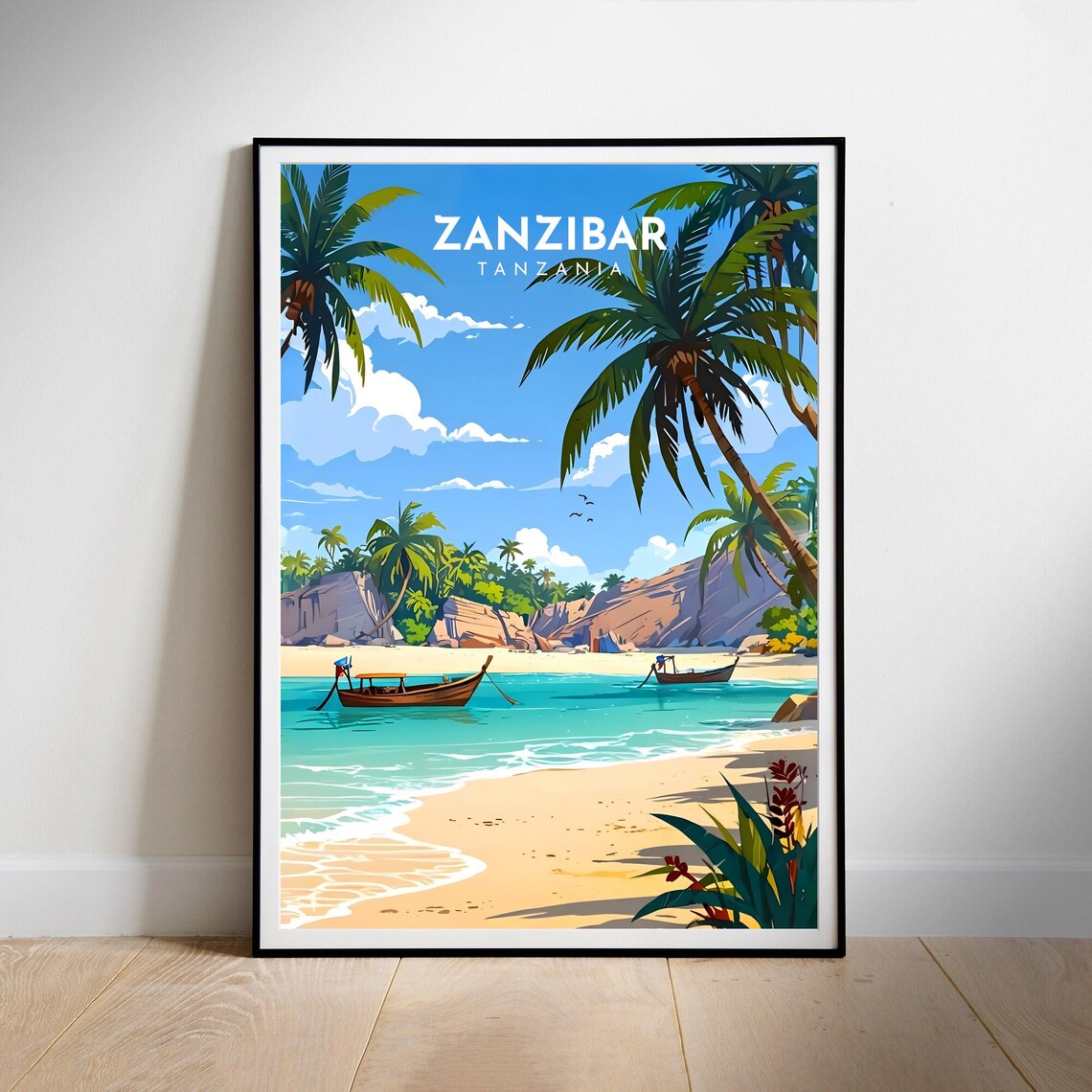 Zanzibar Island Tanzania Tropical Beach Palm Trees Cove Poster