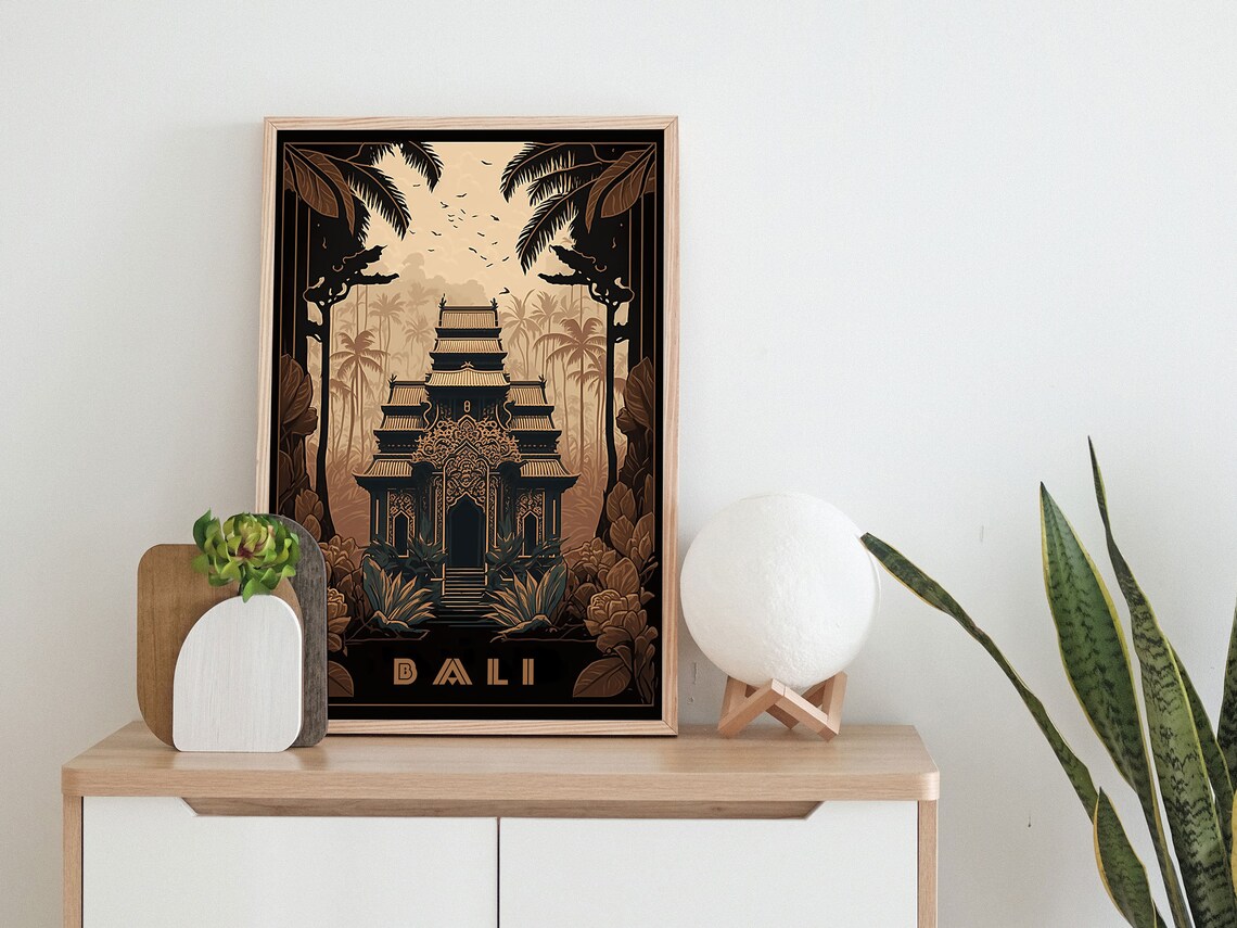 Bali Travel Poster, Art Deco Inspired Travel Poster - Image 2
