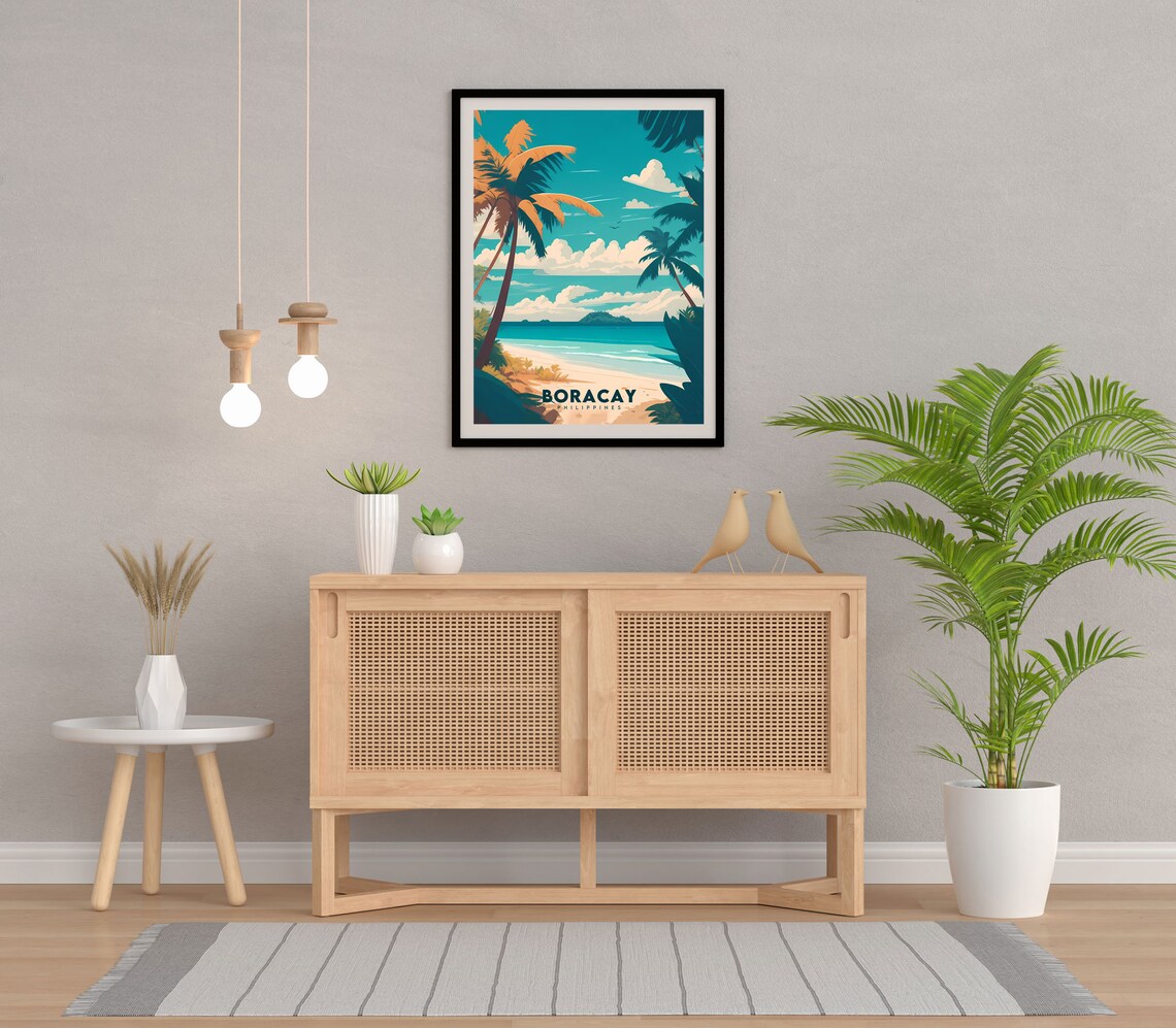 Boracay Philippines Tropical White Sand Beach Palms Travel Poster - Image 2