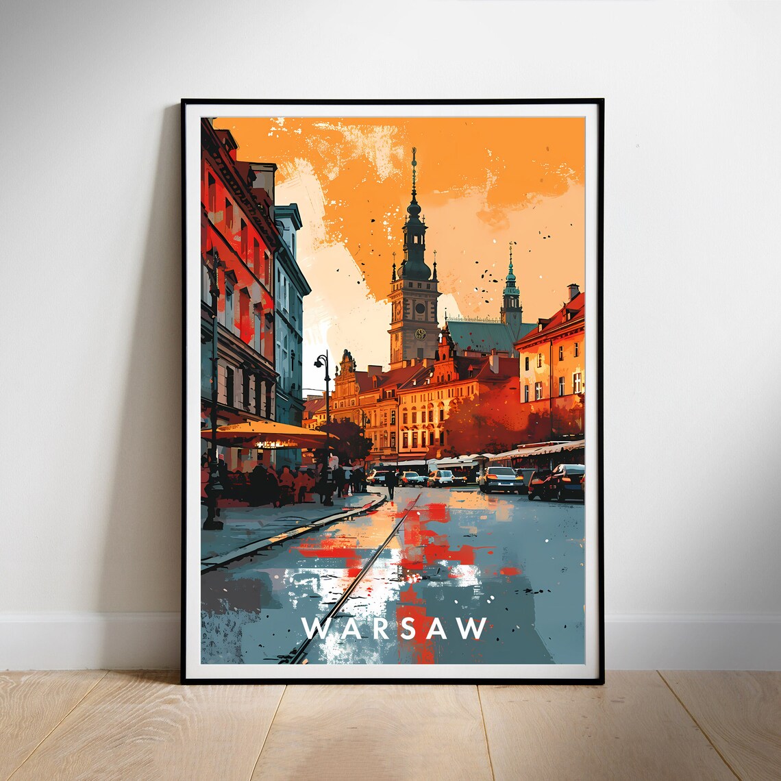 Warsaw Travel Poster, Retro Poland Art Print