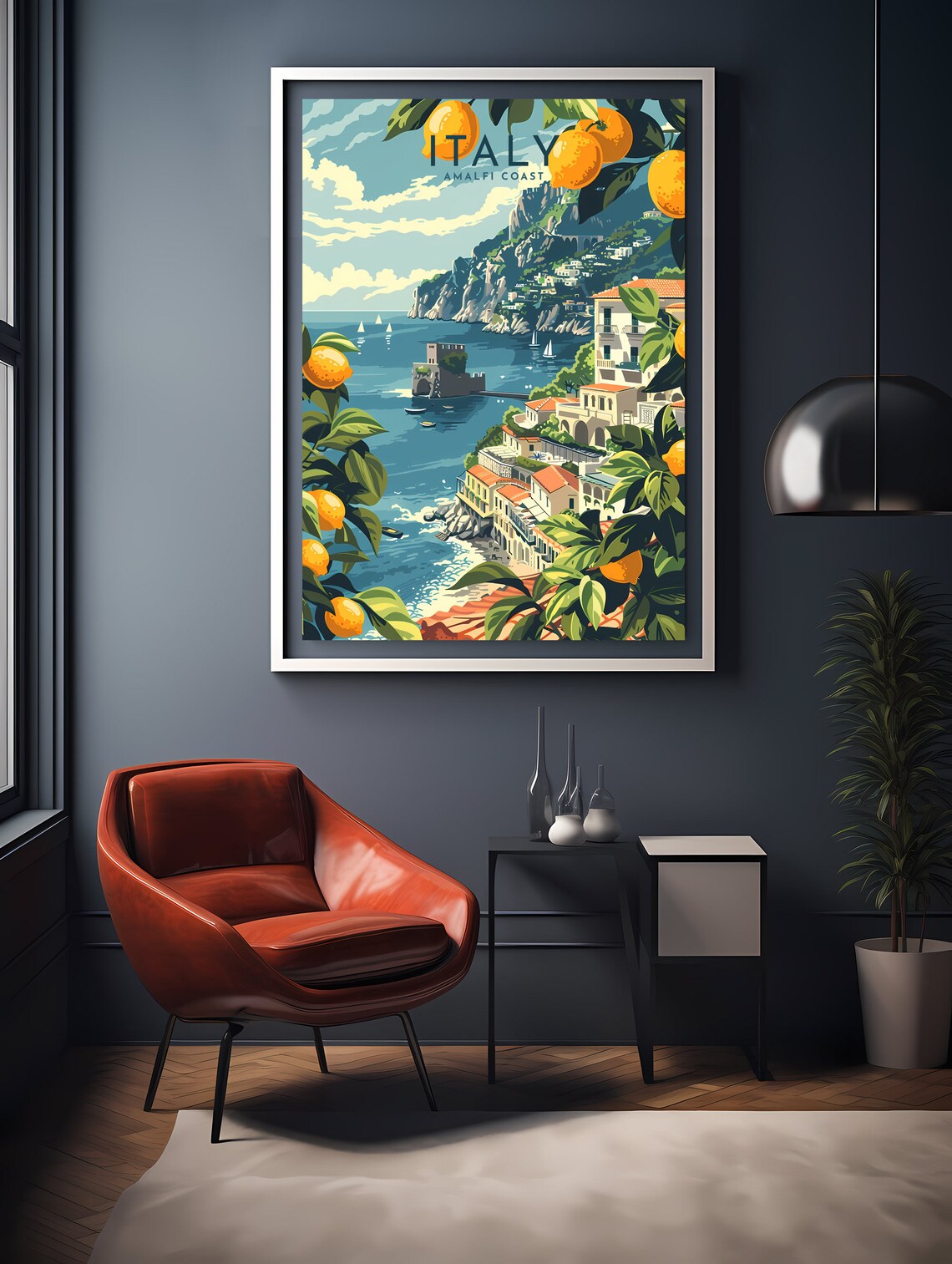 Italy Amalfi Coast Lemon Groves Seaside Village Retro Travel Poster - Image 2