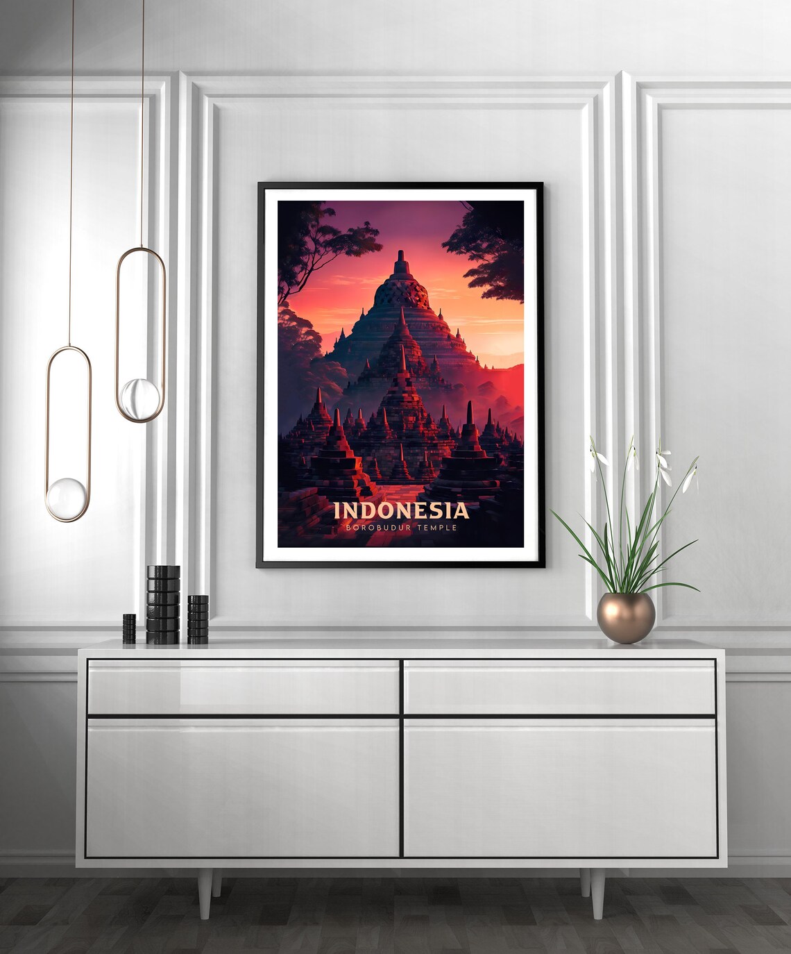 Borobudur Temple Travel Poster, Indonesia Landscape - Image 2