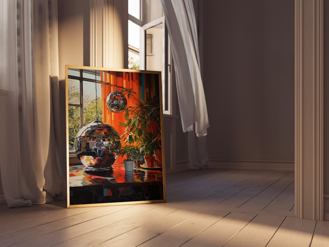 Disco Ball Mirrorball Retro 70s Style Art Print - Image 3