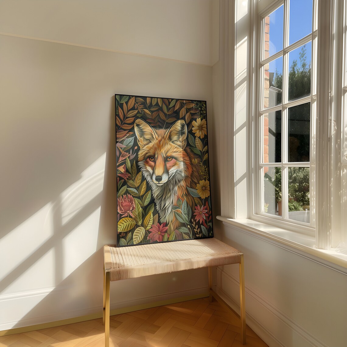 Botanical Fox William Morris Style Art Print - Image 3