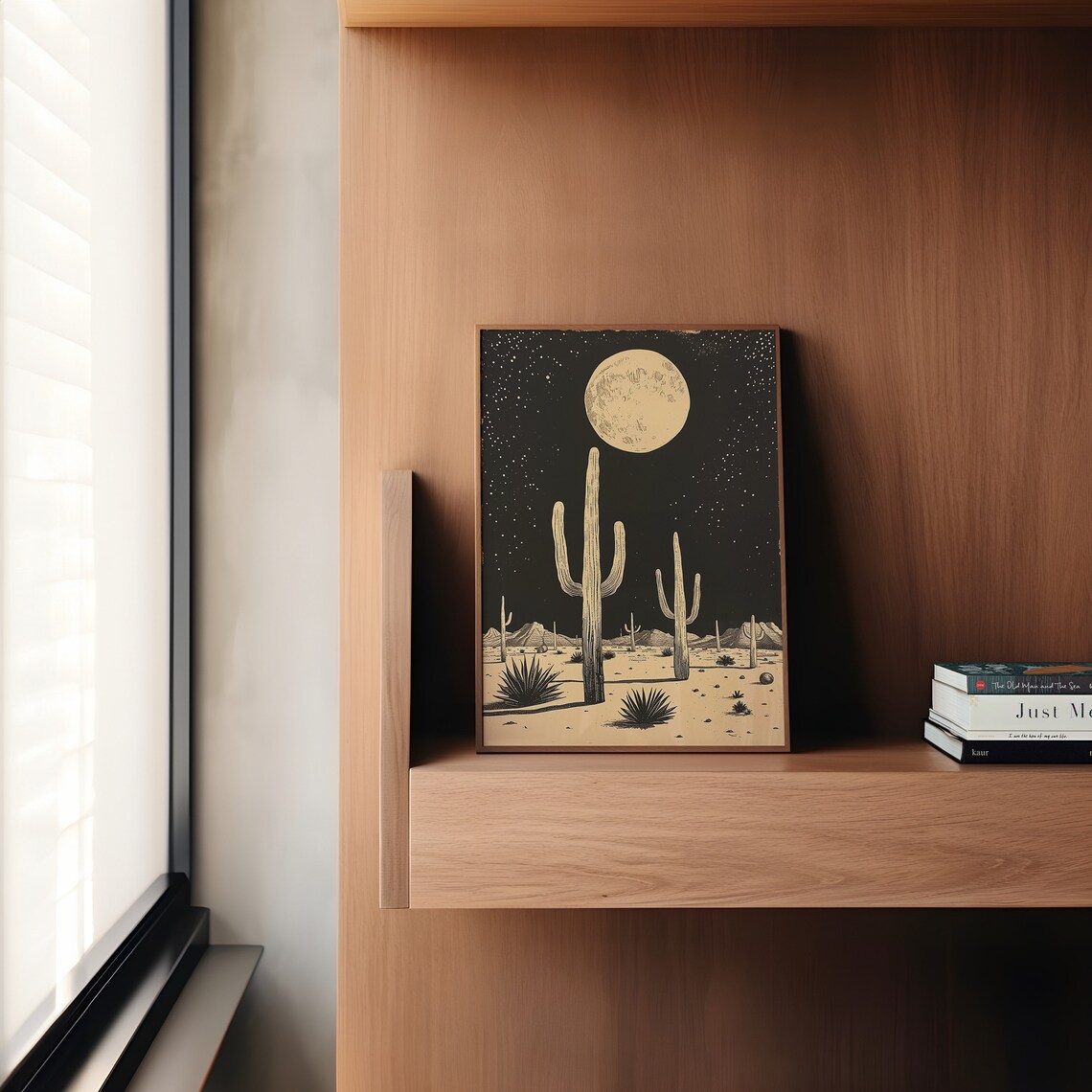 Cactus Under Moon, Minimalist Abstract Western Art - Image 4