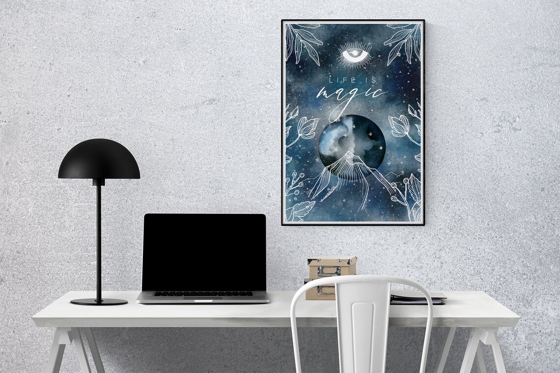 Life Is Magic Celestial Watercolor Art Print - Image 3