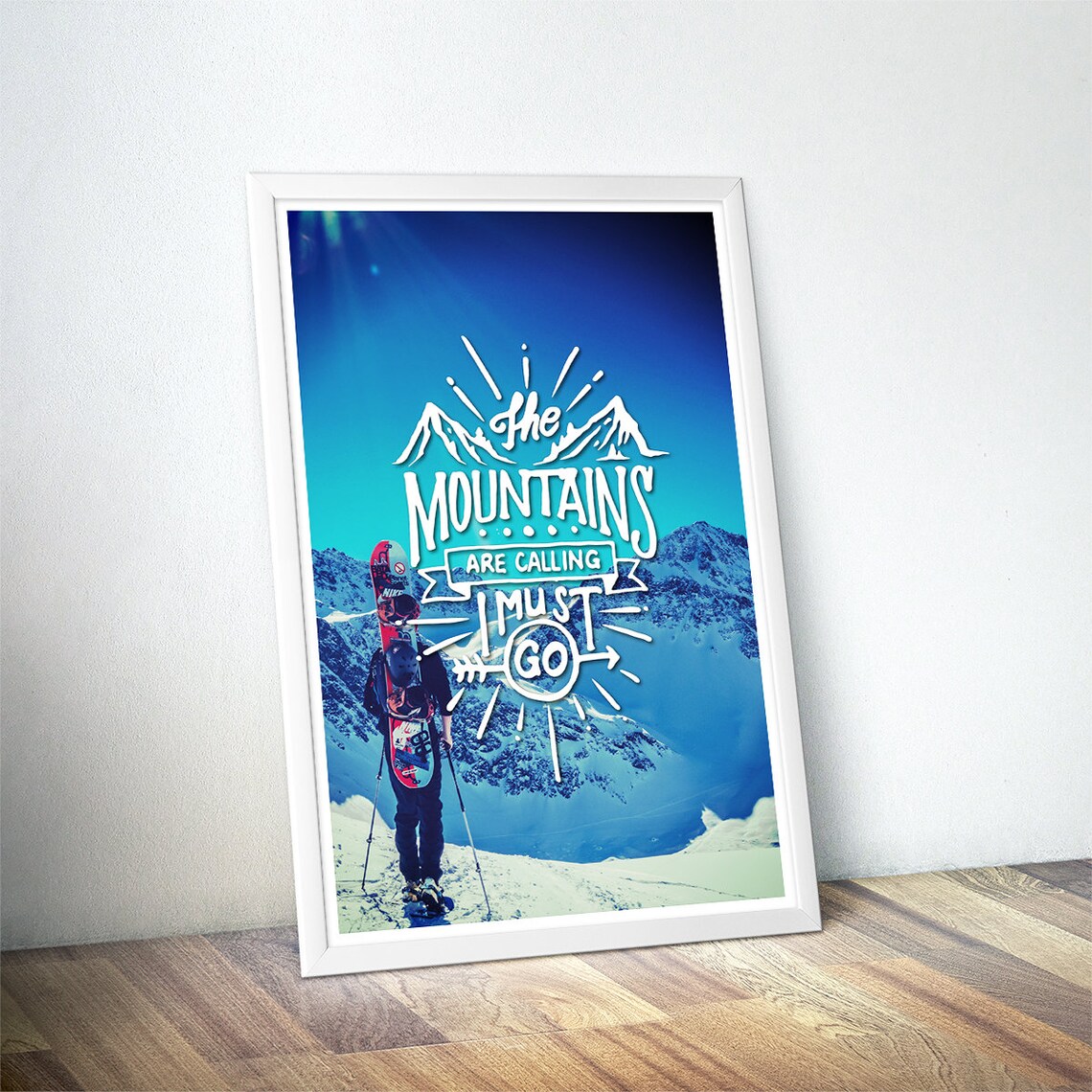 The Mountains Are Calling Skiing Snowboarding Art Print - Image 4