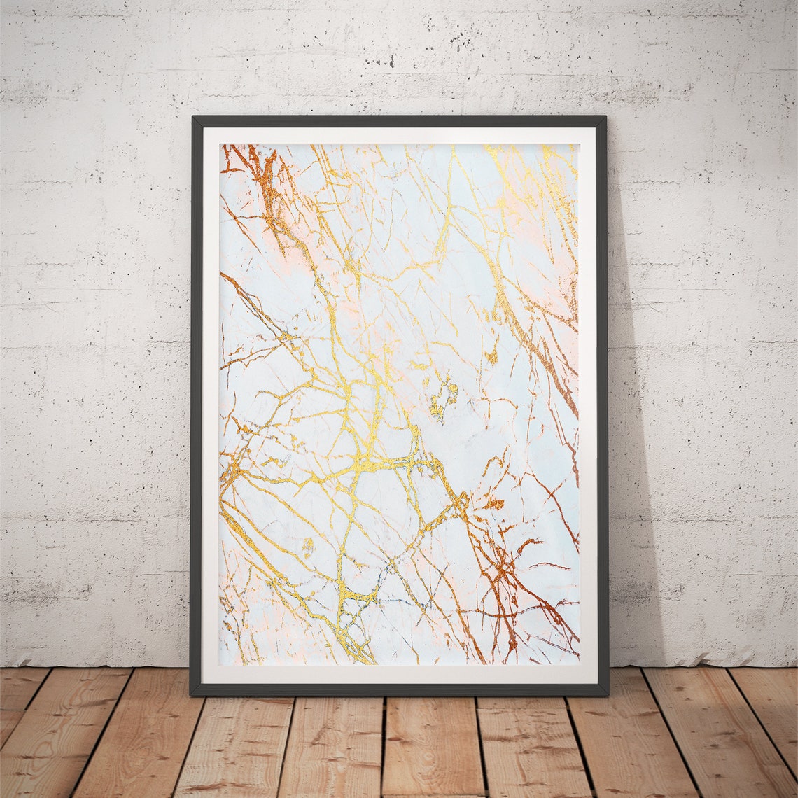 White Marble Fine Gold Vein Delicate Glam Abstract Art Poster