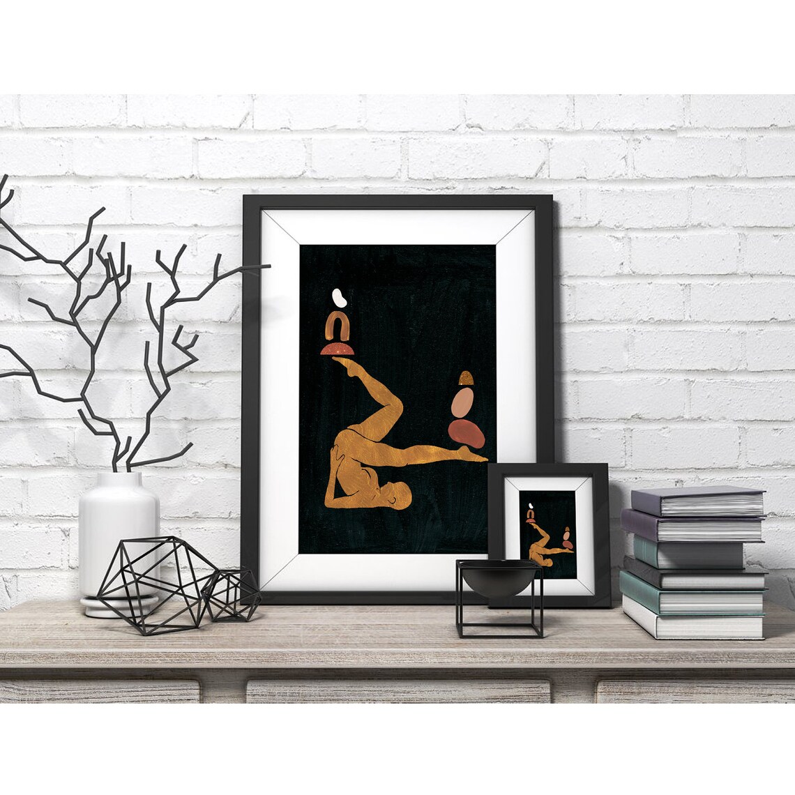 Golden Reclining Figure on Deep Green Balance Poster for Modern Home Decor - Image 4
