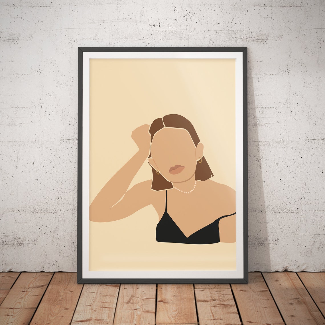 Faceless Elegant Woman Portrait in Warm Neutral Tones Art Poster
