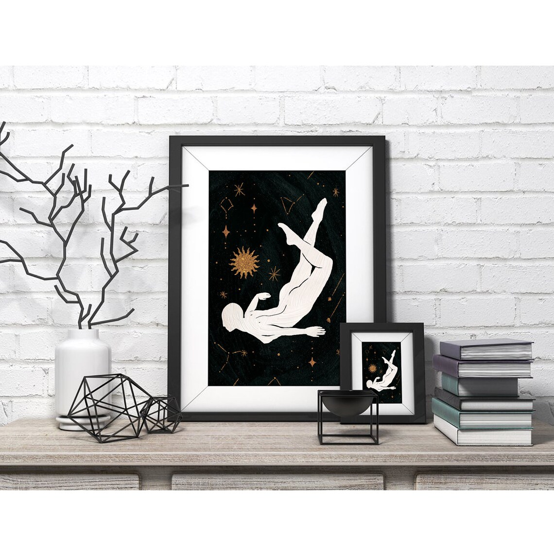 Female Celestial No5 Boho Nude Figure Art Print - Image 3