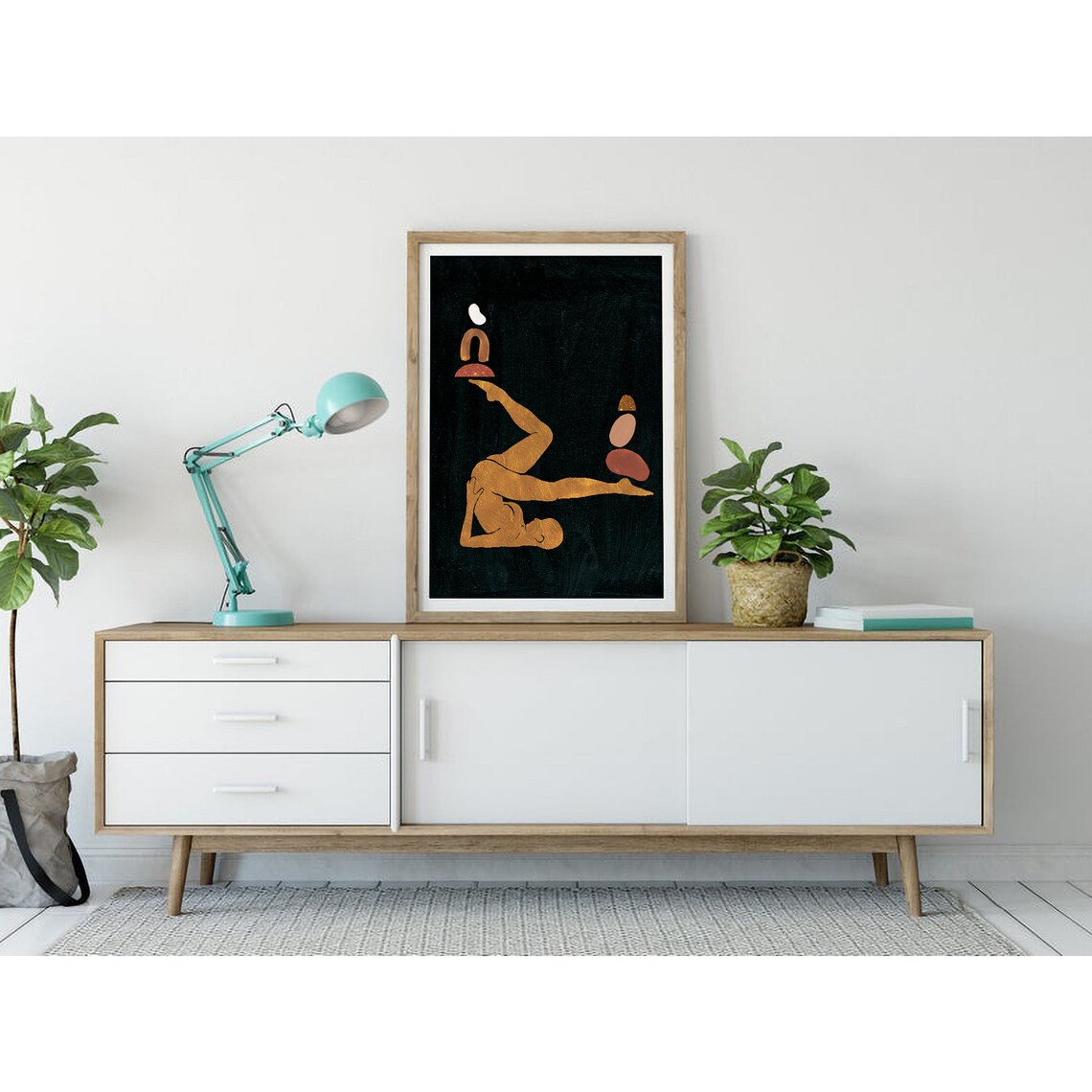 Golden Reclining Figure on Deep Green Balance Poster for Modern Home Decor - Image 3