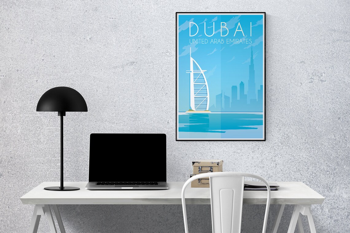 Dubai United Arab Emirates Minimalist Skyline Travel Wall Art - Image 3