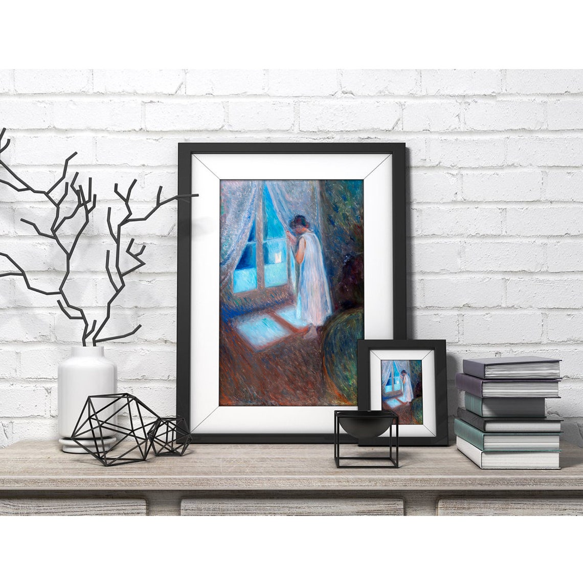 Edvard Munch The Girl by the Window Blue Night Interior Art Poster - Image 4