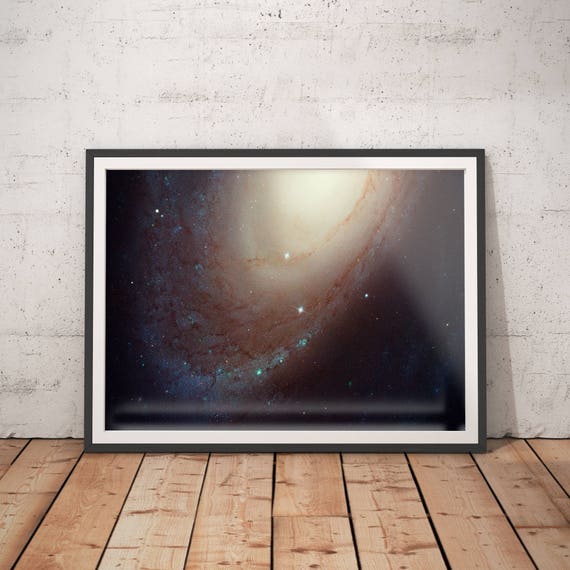 Spiral Galaxy Space Poster, Hubble Telescope Art