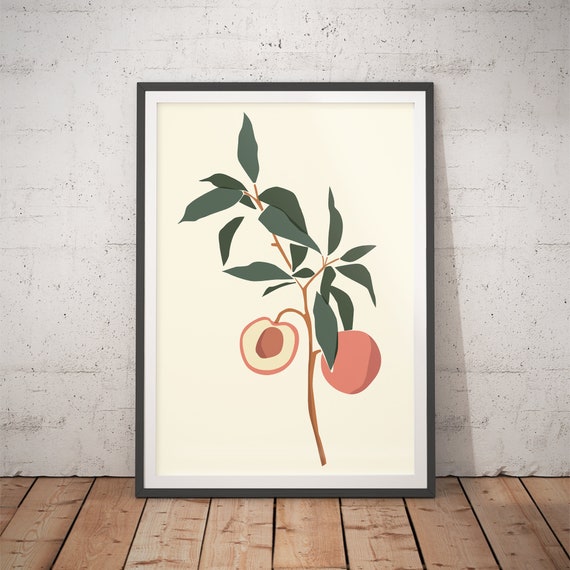 Floral Art No 1 Peach Tree Botanical Print Set Fashion Wall Art Minimal Wall Art Room Decor Bedroom Prints Bathroom Prints