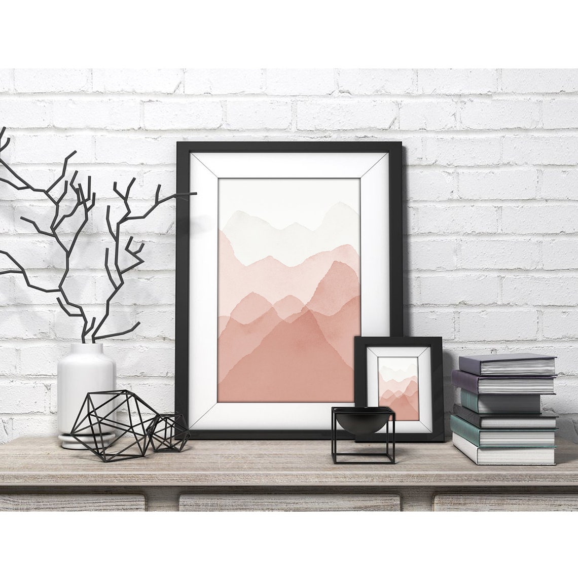 Blush Pink Layered Mountain Ridges Minimalist Scandinavian Art Print - Image 4