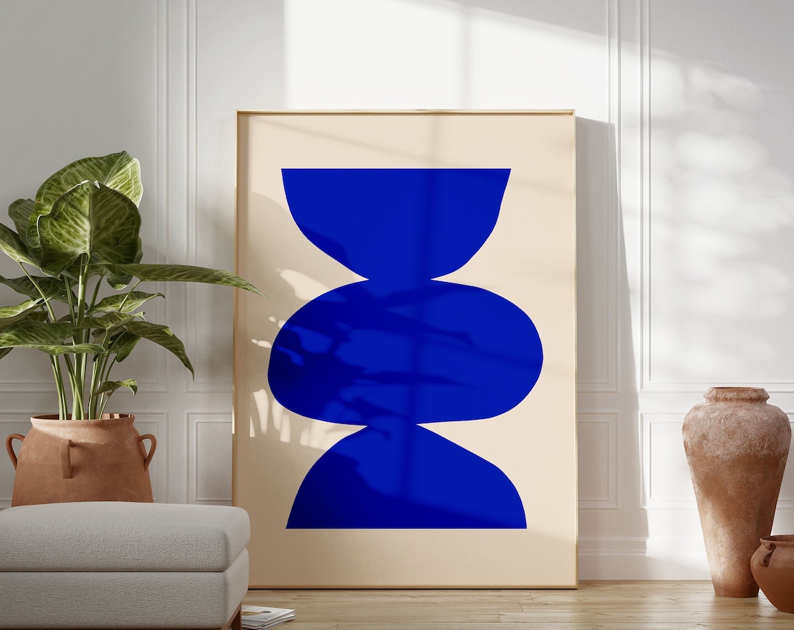 Royal Blue Minimalist Abstract Art Print