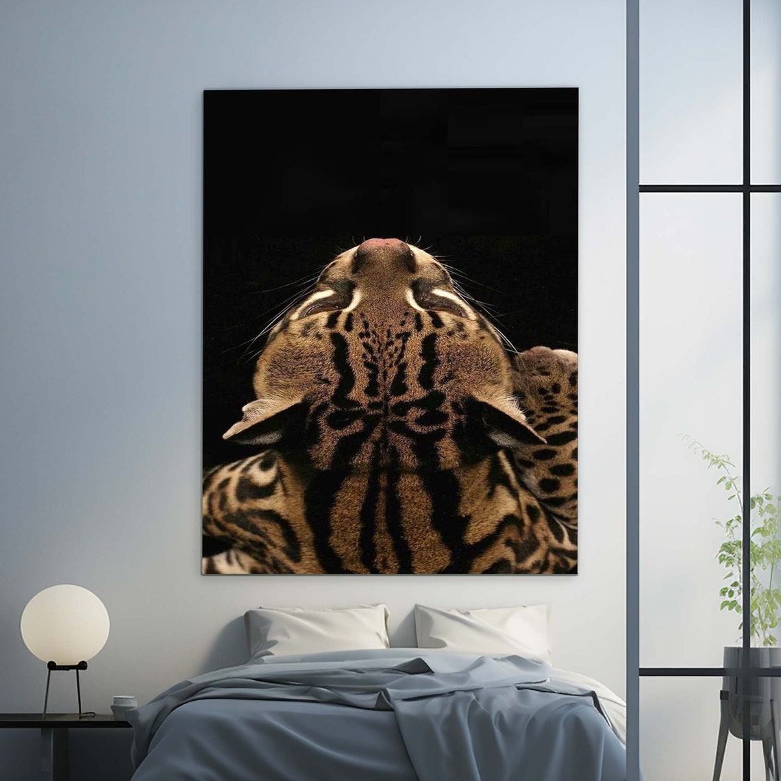Ocelot Wild Cat Close Up Black Background Wildlife Wall Poster