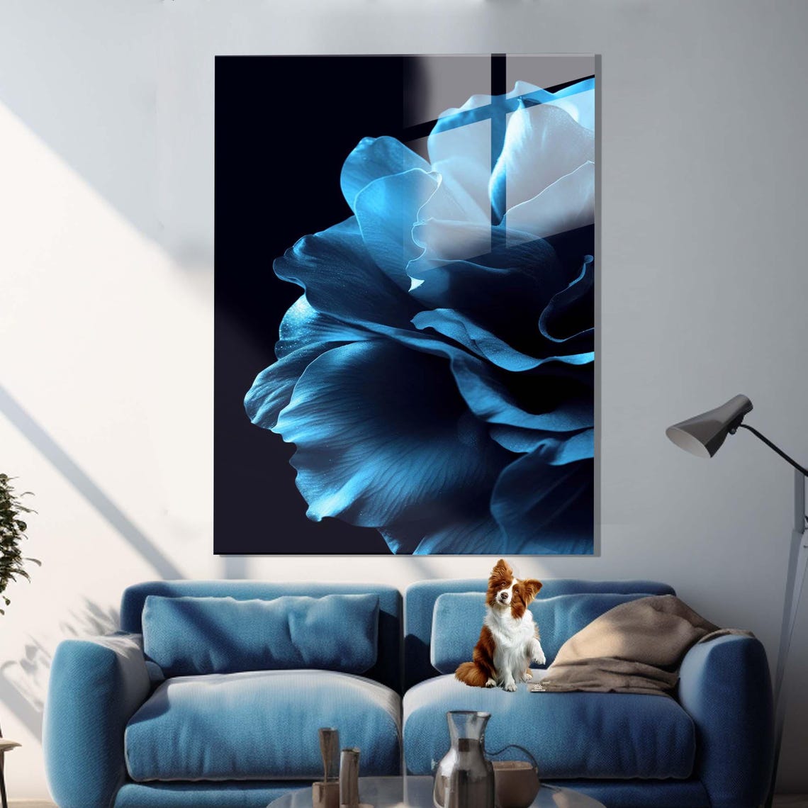 Giant Blue Flower Close Up Dark Moody Floral Art Gallery Poster