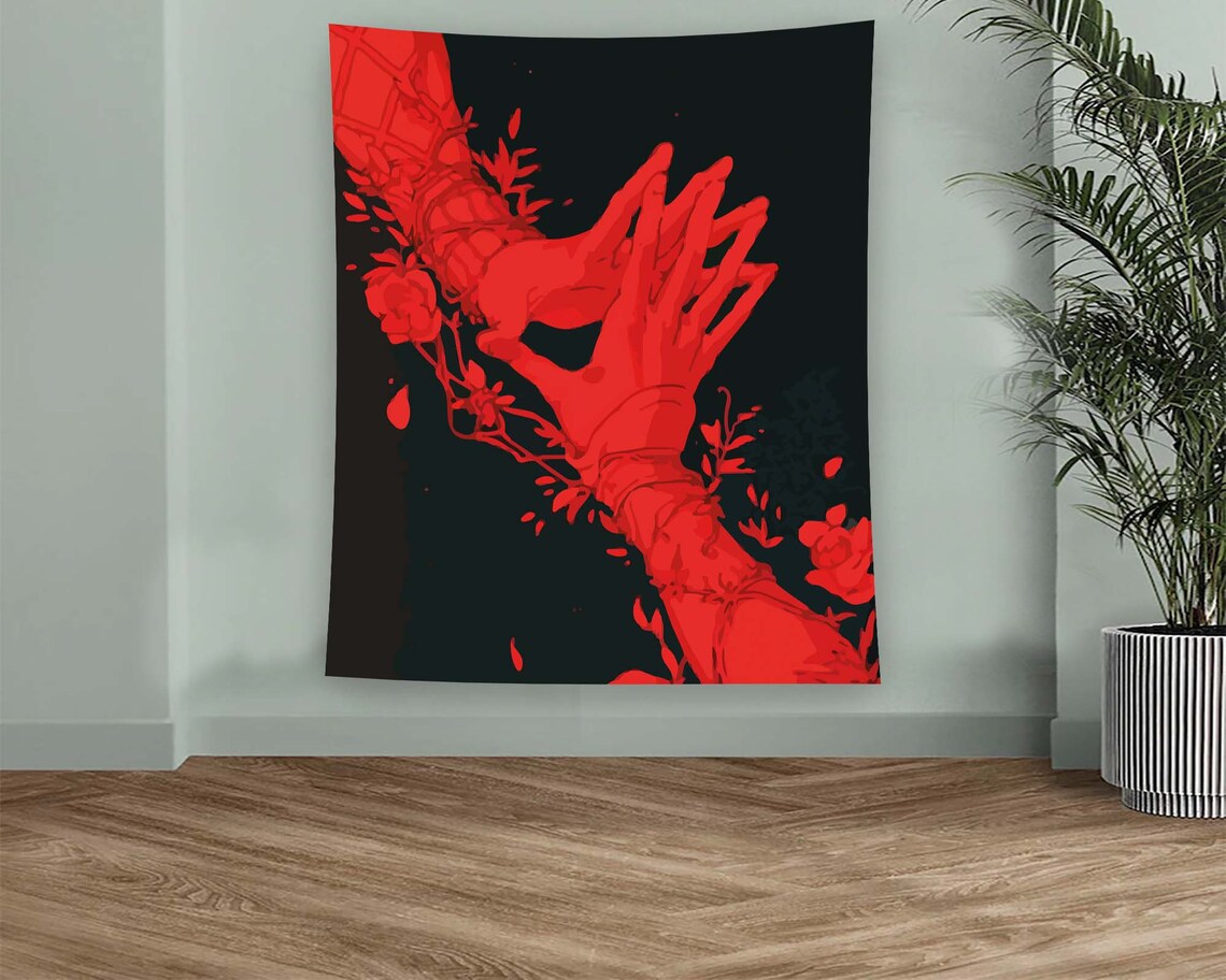 Red Gothic Lovers Valentine Abstract Art Print - Image 2