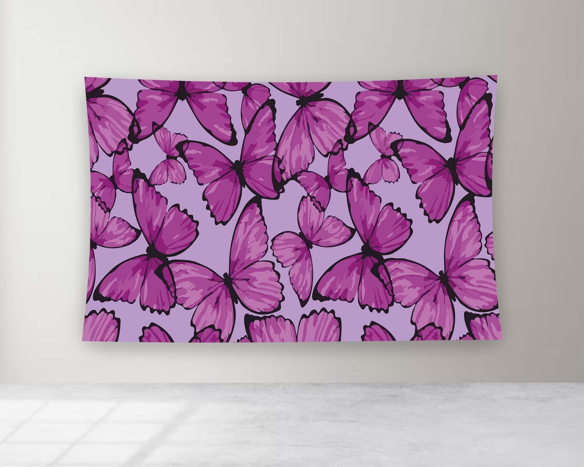 Butterfly Tapestry Pink Tapestry Purple Tapestry Minimalist Tapestry Cute Tapestry Girl Room Tapestry Baby Room Tapestry Kids Room