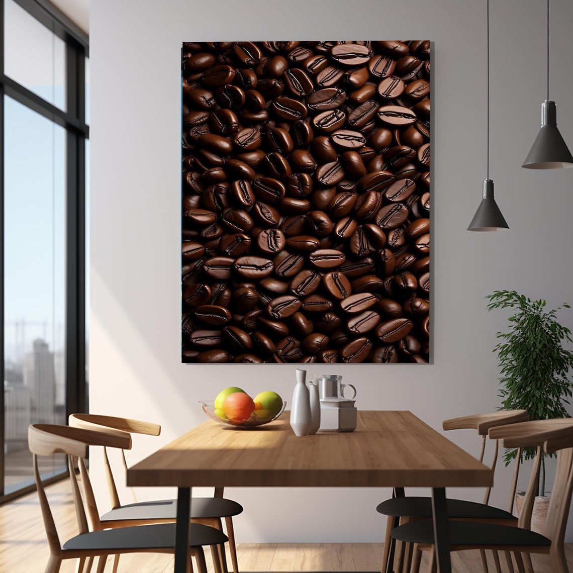 Roasted Coffee Beans Close Up Macro Kitchen Cafe Wall Poster